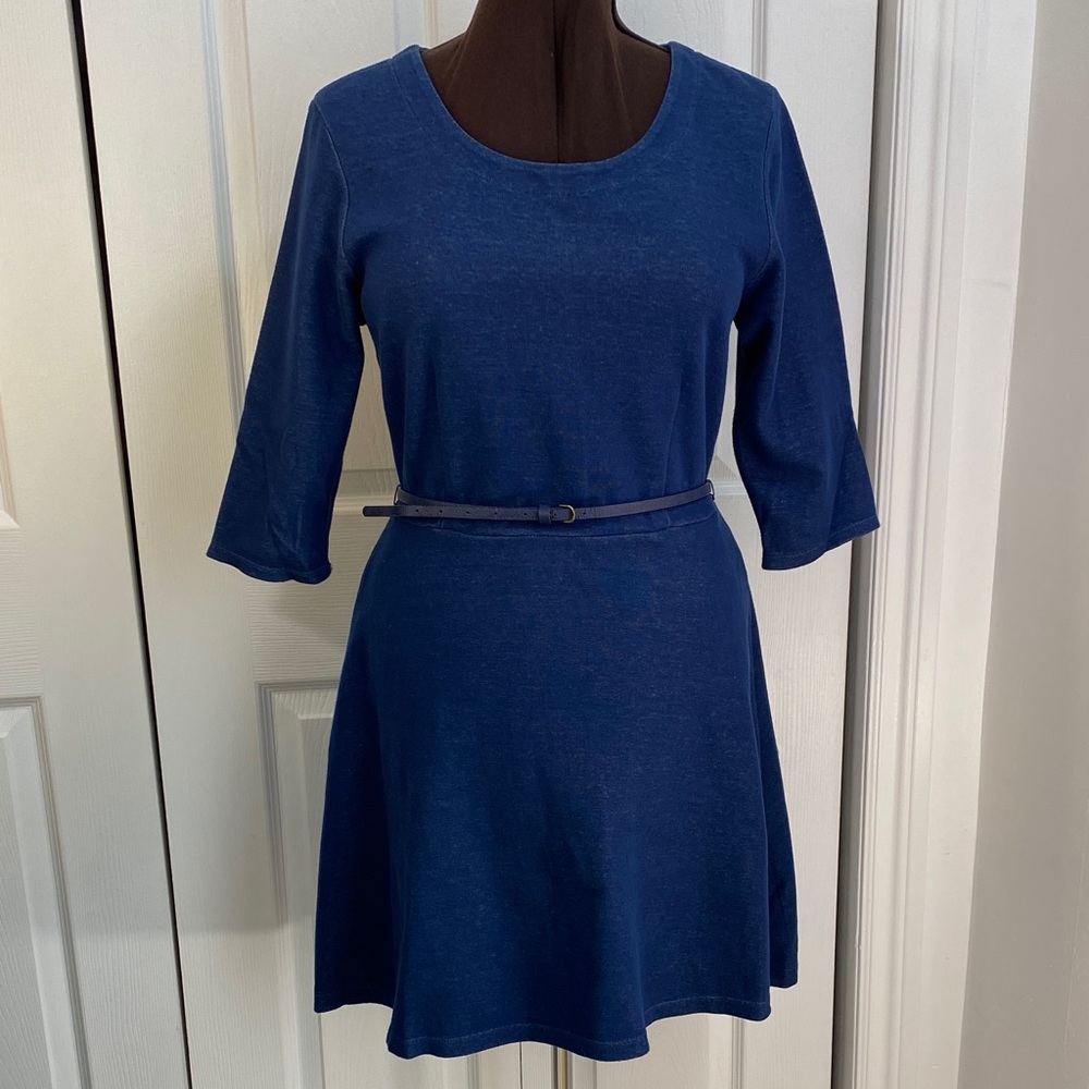 2 for $25 - Old Navy Fit & Flare Cotton Dress, Deep Blue w Removable Belt, Large